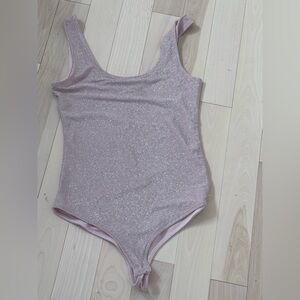 Pink Glitter Bodysuit | Scoop Neck Tank | Sleeveless | Size Medium | Like New